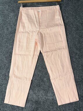 J Jill Pants Womens XS Petite Linen Stretch Pale Peach Split Hem Pull On Elastic